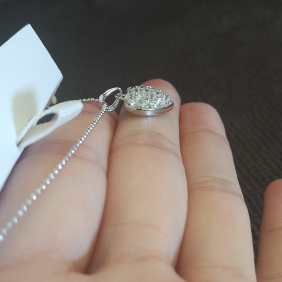 Ava Ro🚣 Silver Pave Heart❤ Pendant Necklace - NIB - Picture 6 of 15